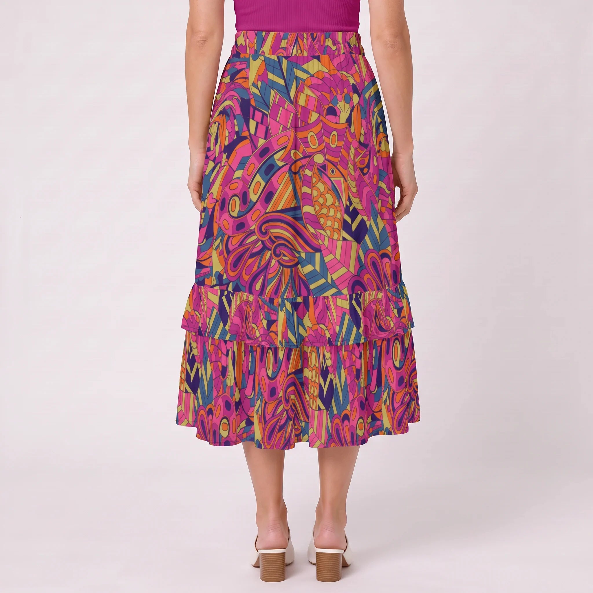 Lina Tiered Ruffle Midi Skirt