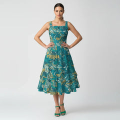 Masu Ruffle Hem Tiered Midi Dress