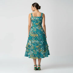 Masu Ruffle Hem Tiered Midi Dress