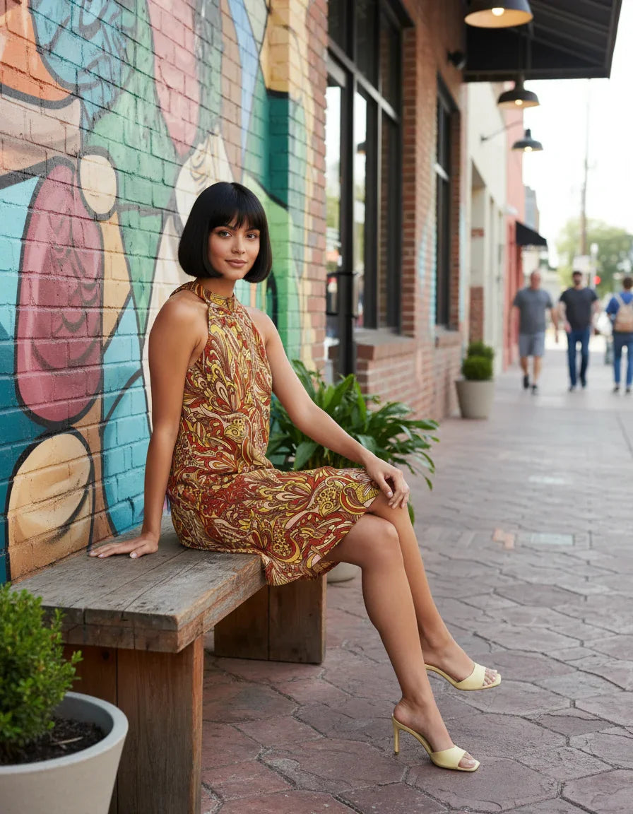 Miarna Halter Flare Dress