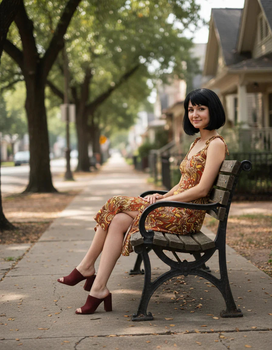 Miarna Tie Strap Split Midi Dress