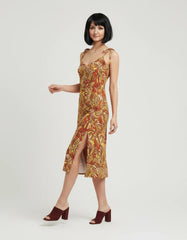 Miarna Tie Strap Split Midi Dress