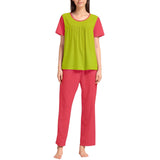 Midori Series 2-Piece Lounge Set – Vibrant Green and Red Pink Relaxed Fit Loungewear for Women - Color block Two Tone Contrast - Blissfully Brand