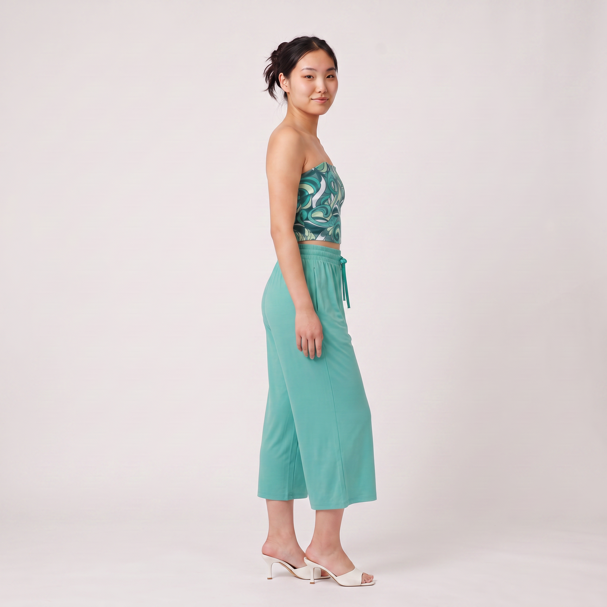 Mima Green Wide Leg Capris