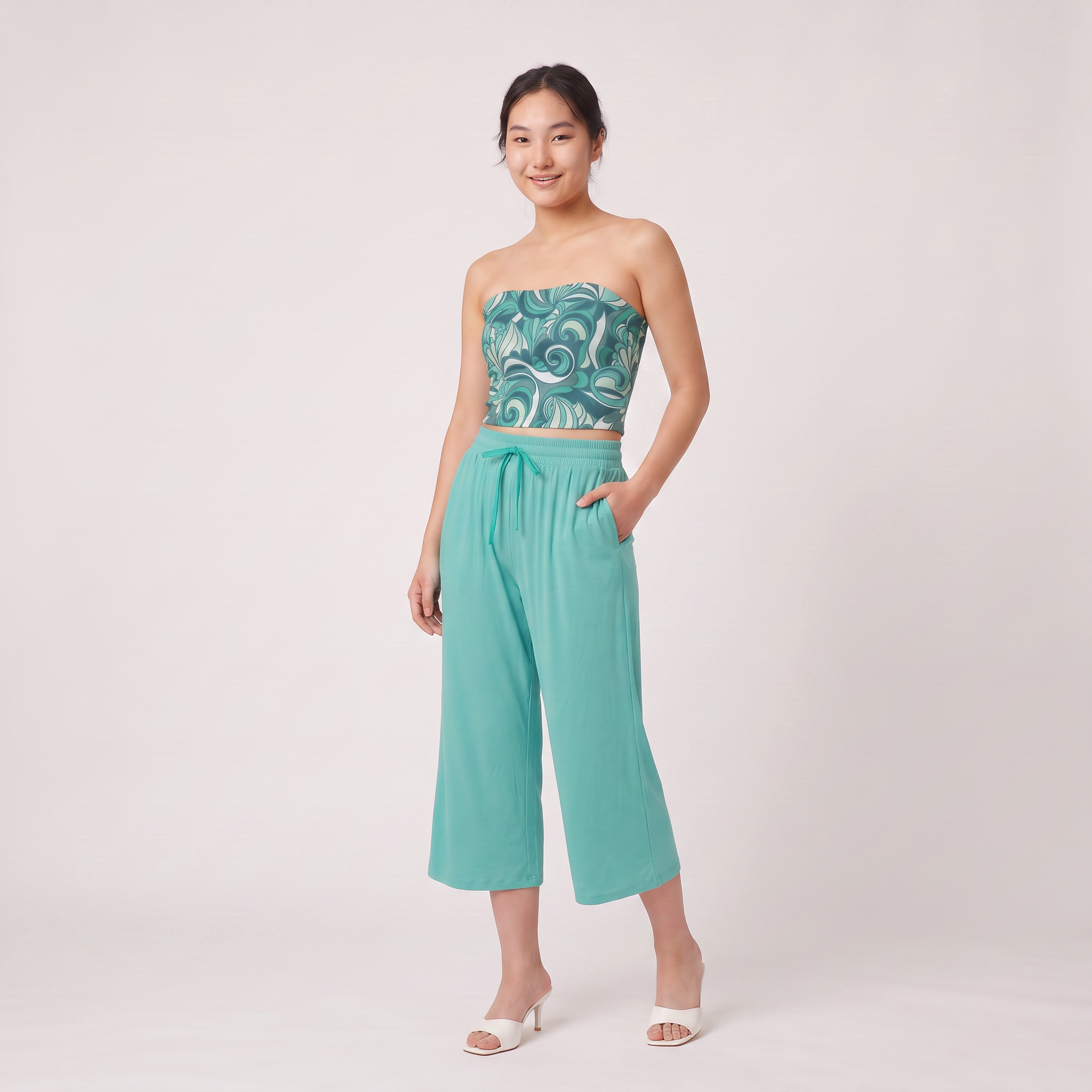 Mima Green Wide Leg Capris