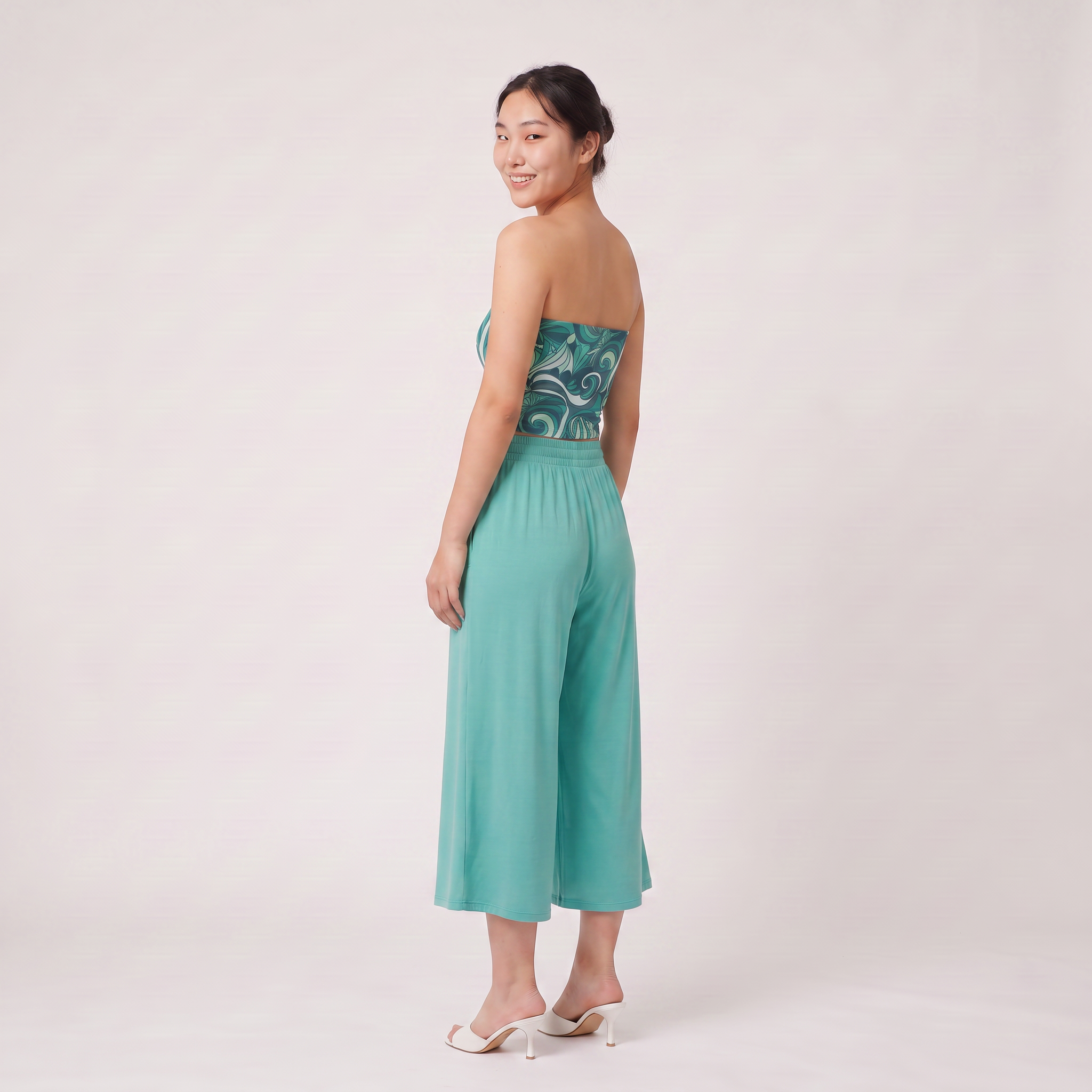 Mima Green Wide Leg Capris