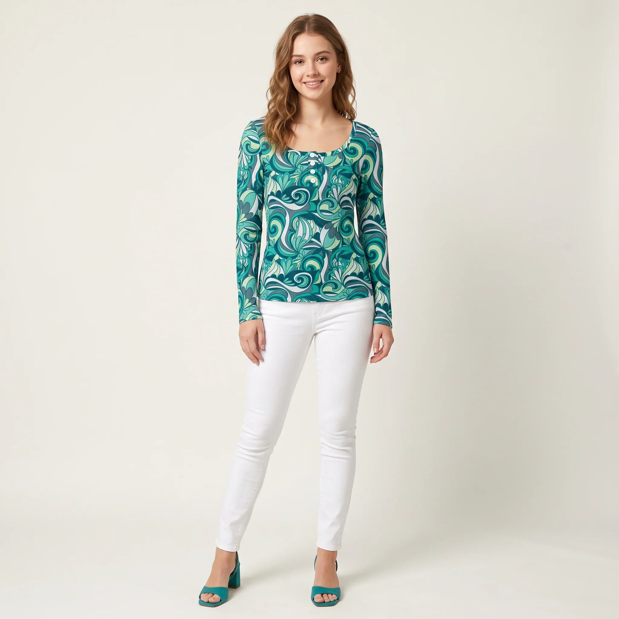Mima Ribbed Long Sleeve Henley Top