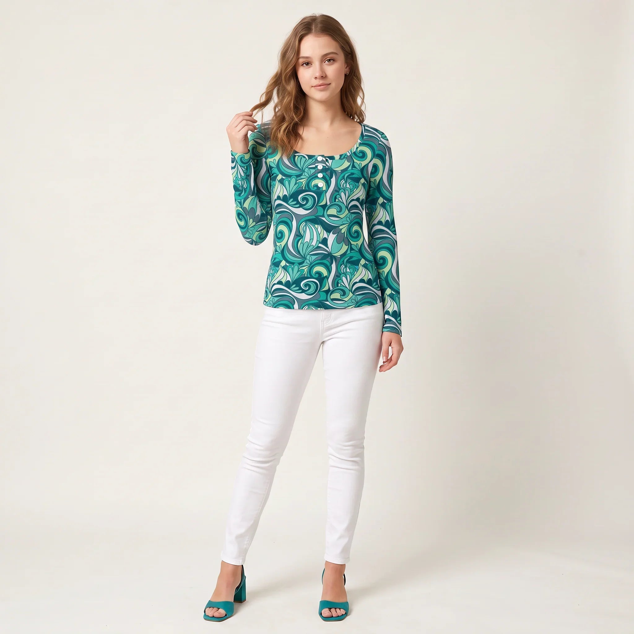 Mima Ribbed Long Sleeve Henley Top