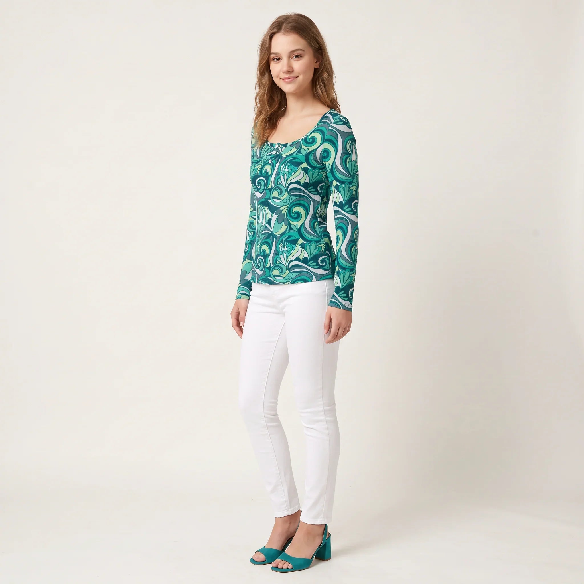 Mima Ribbed Long Sleeve Henley Top
