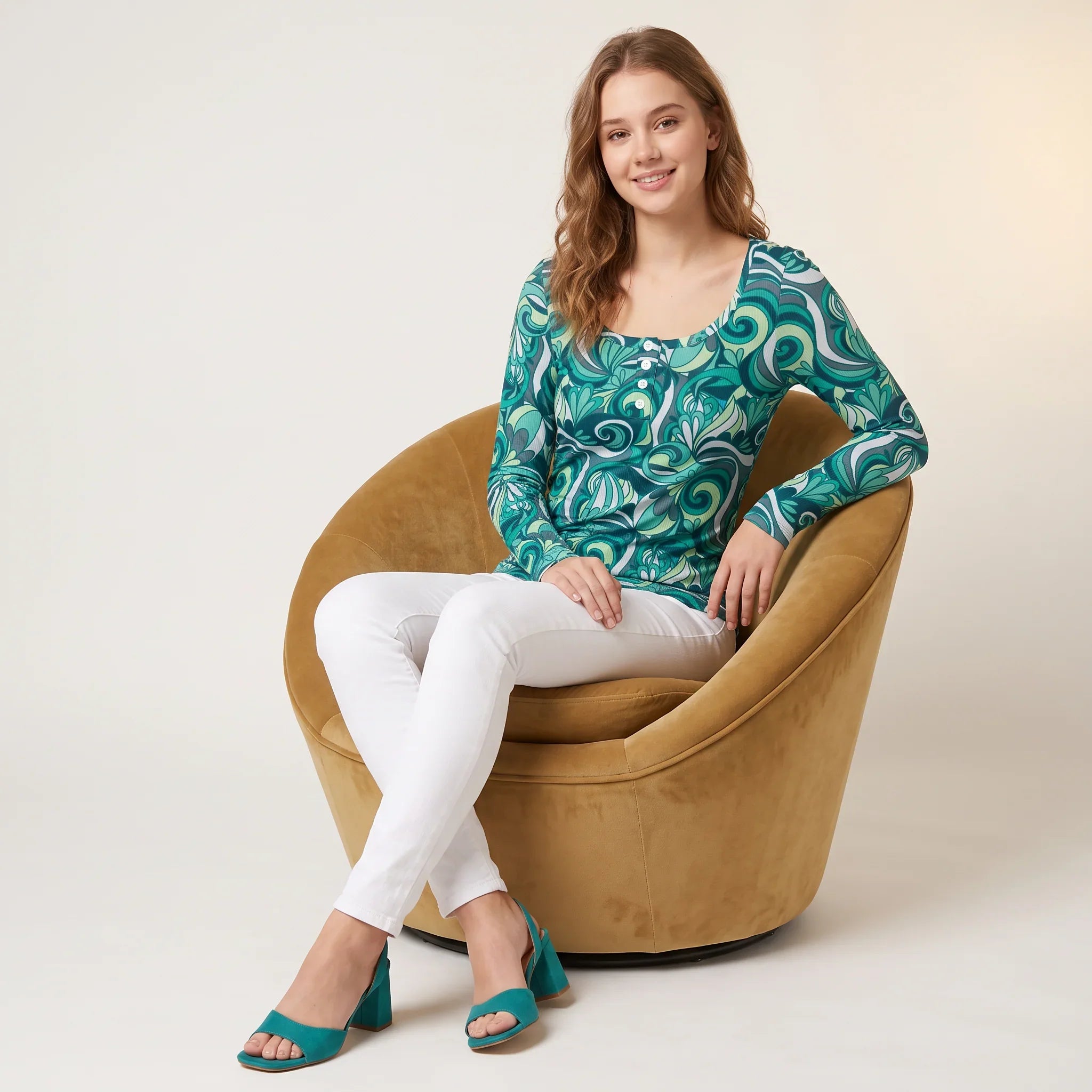 Mima Ribbed Long Sleeve Henley Top