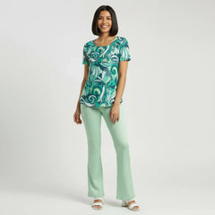 Mima Scoop Neck Tunic Top with Button Detail