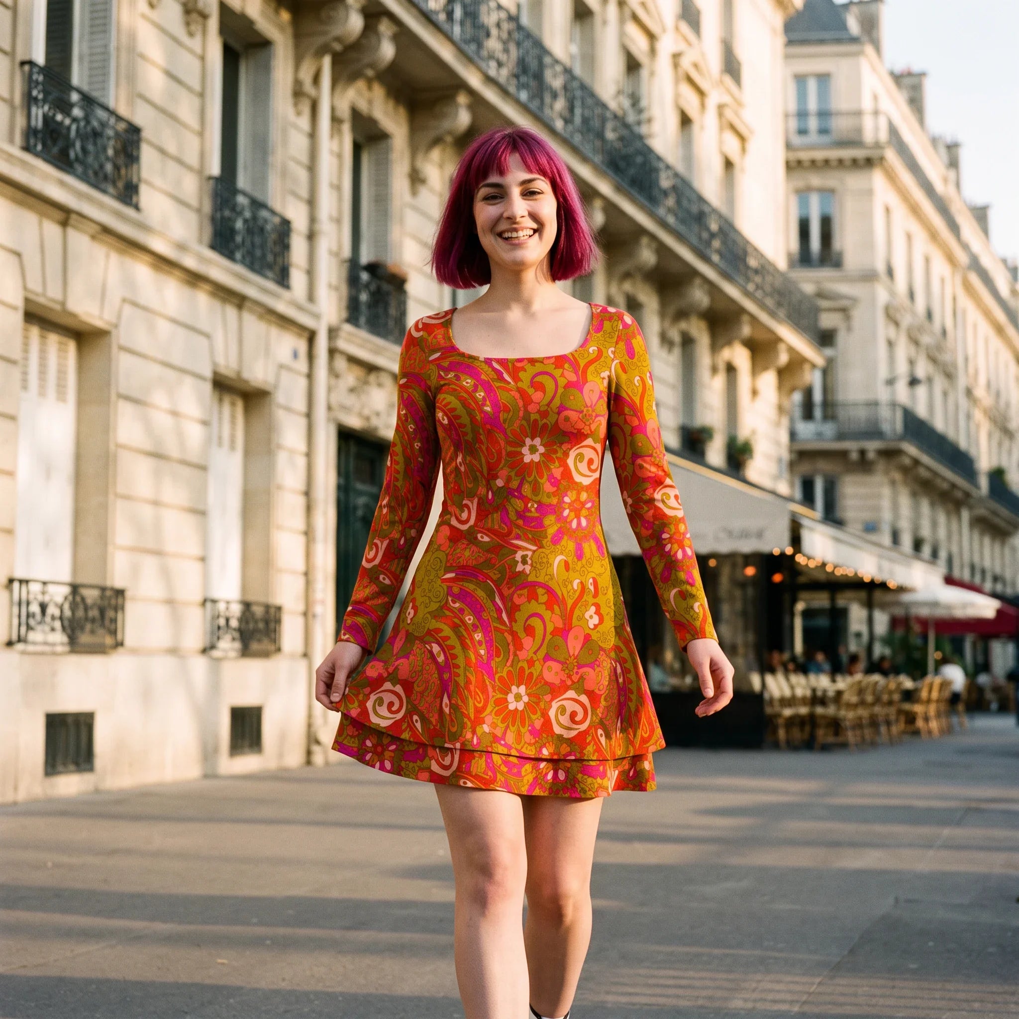 Mina Square Neck Mini Swing Dress