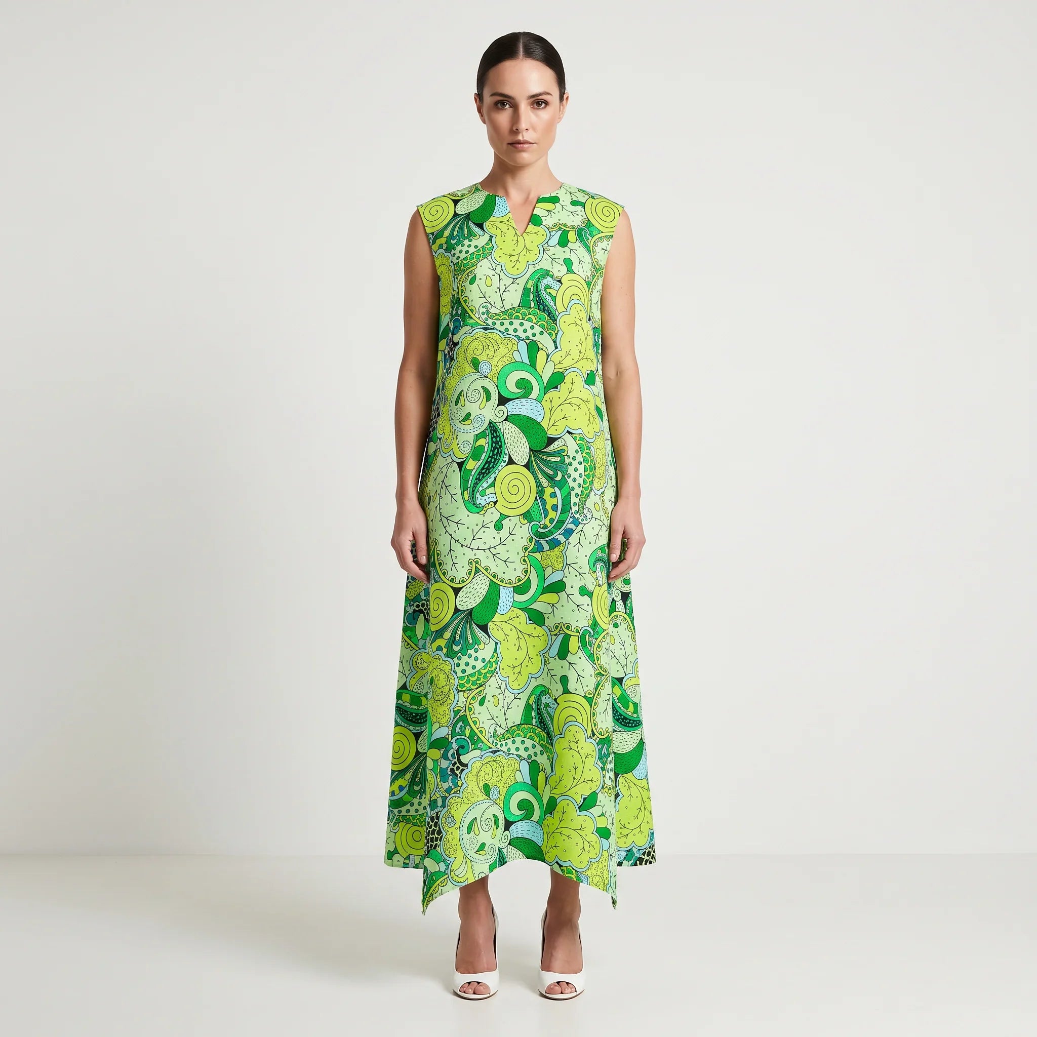 Misa Handkerchief Hem Sleeveless Maxi Dress