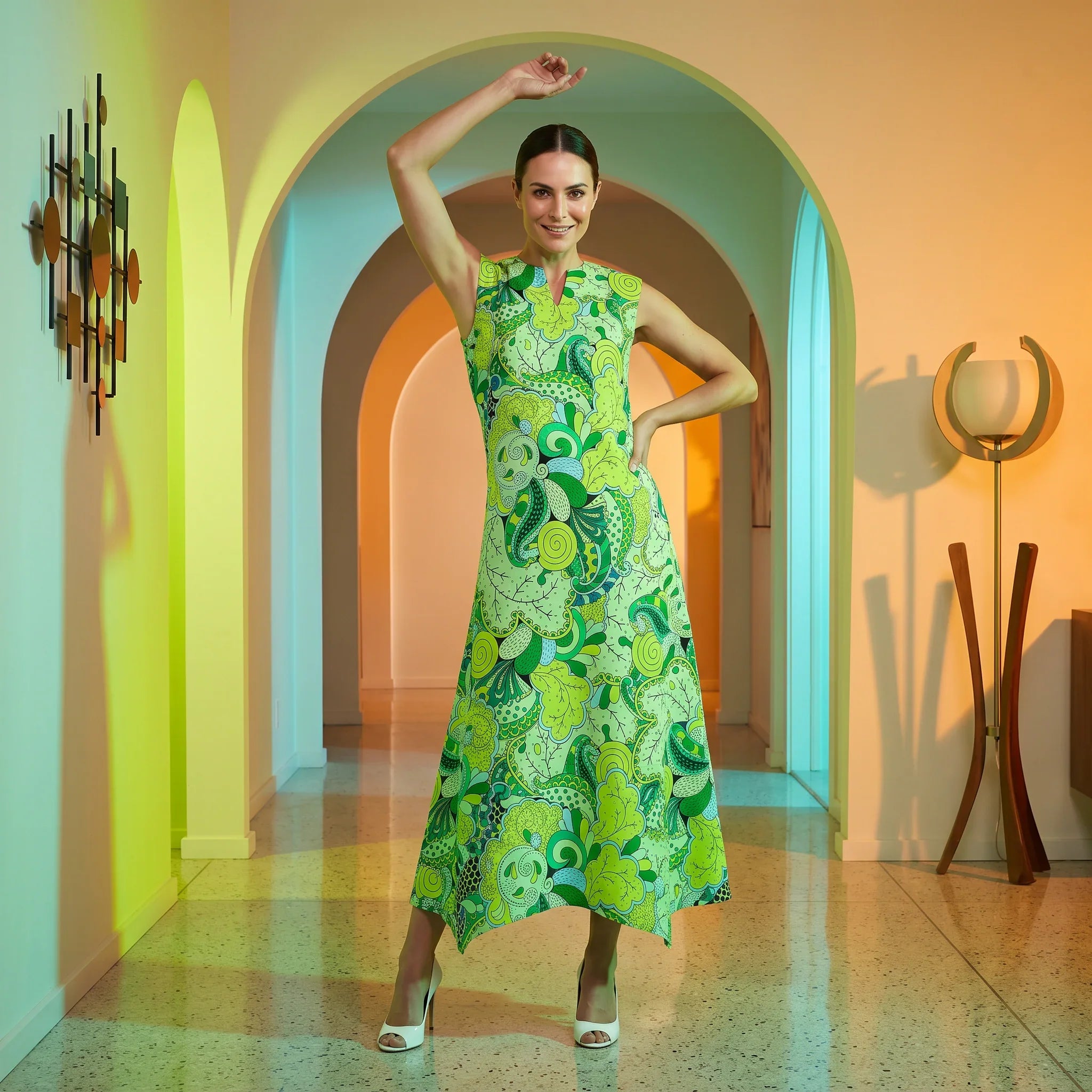 Misa Handkerchief Hem Sleeveless Maxi Dress