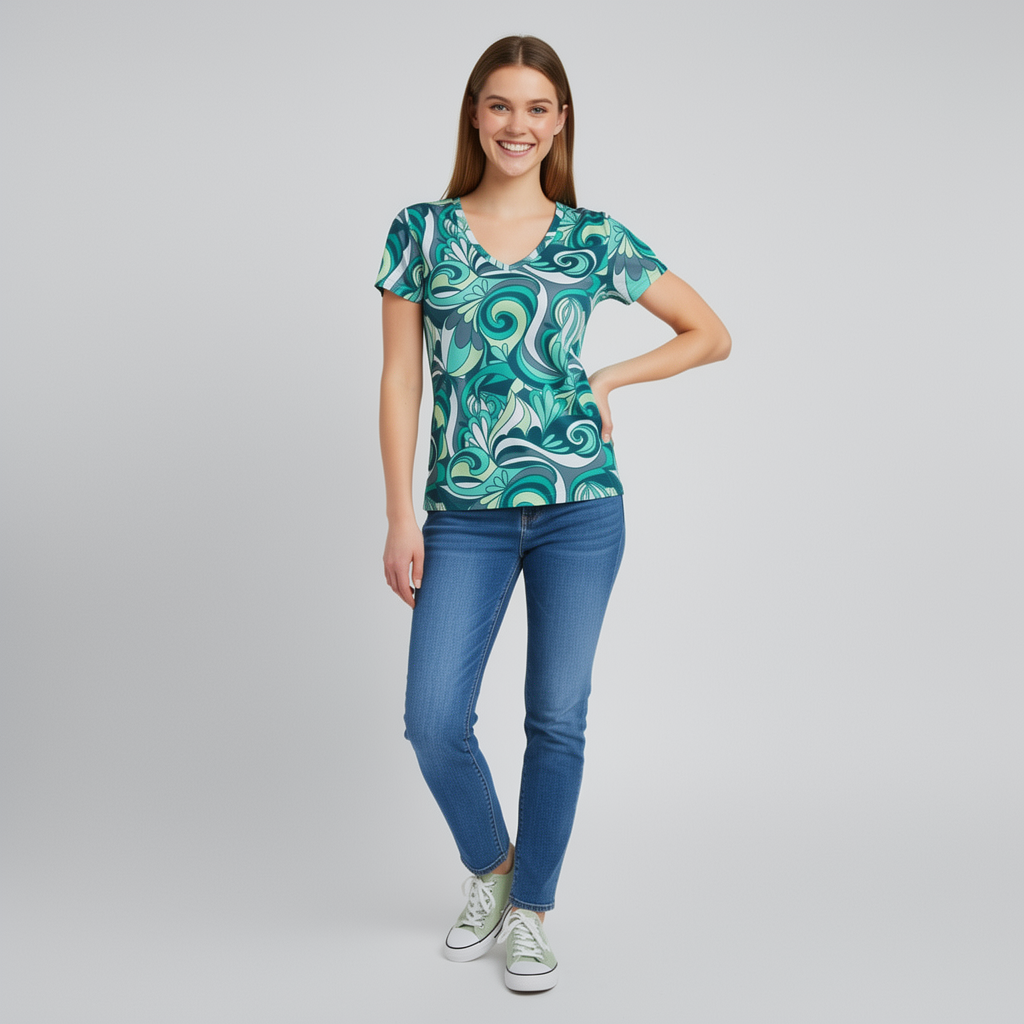 Mima Fitted V-Neck Tee