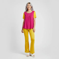 Munich Color Block Scoop Neck Relaxed Top - Airline Series