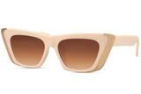 Nao Cat Eye Beige & Gold Sunglasses - Blissfully Brand - Futuristic Cyber Retro Funky Gold Trimming Thick