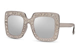 Neely Oversized Silver Studded Square Sunglasses - Blissfully Brand  Retro Vegas Rhinestone