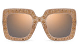 Neely Oversized Gold Studded Square Sunglasses - Blissfully Brand - Retro Vegas Rhinestone 
