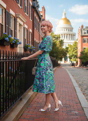 ネラ ドレープ Vネック ミディドレス