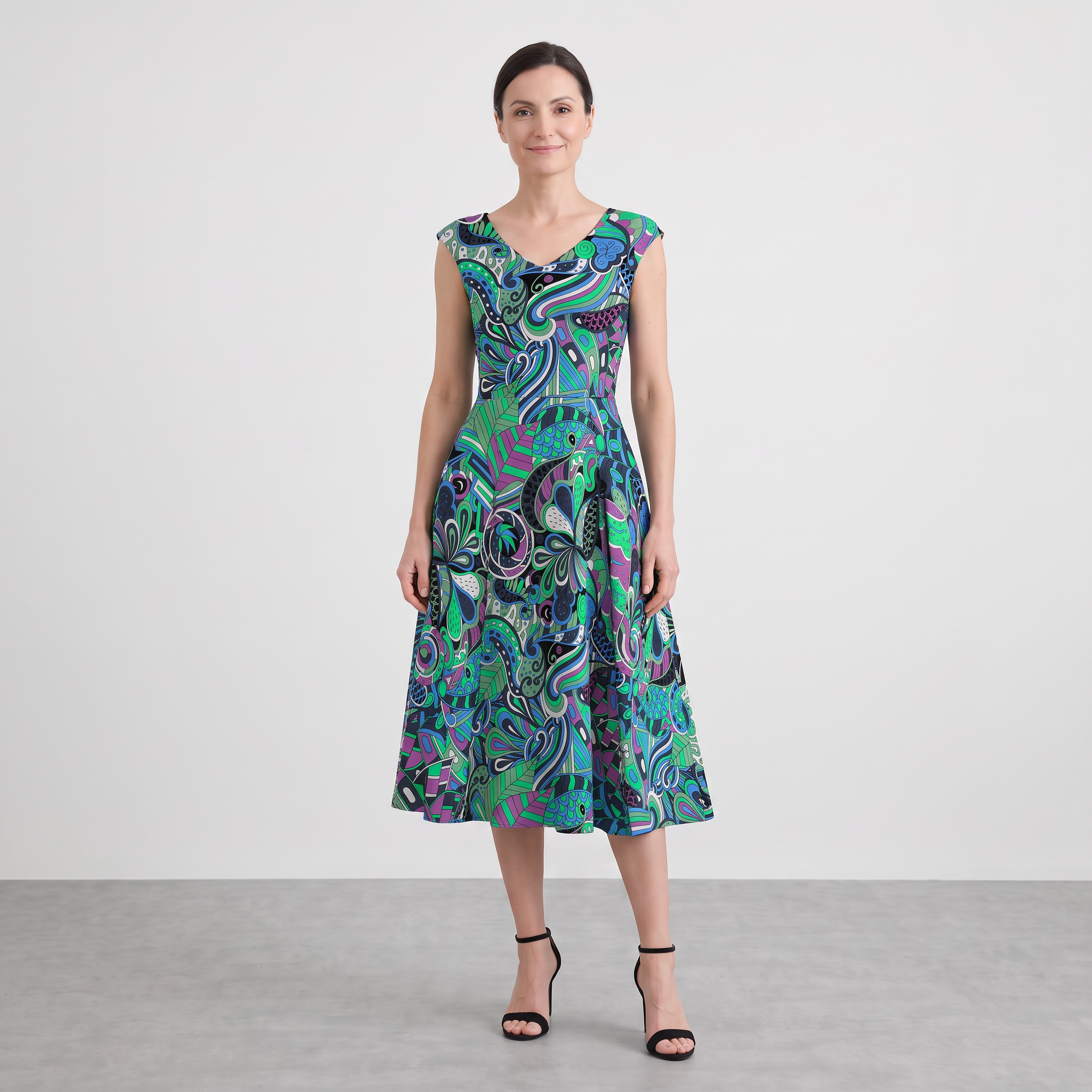 Nela Fit-and-Flare Midi Dress