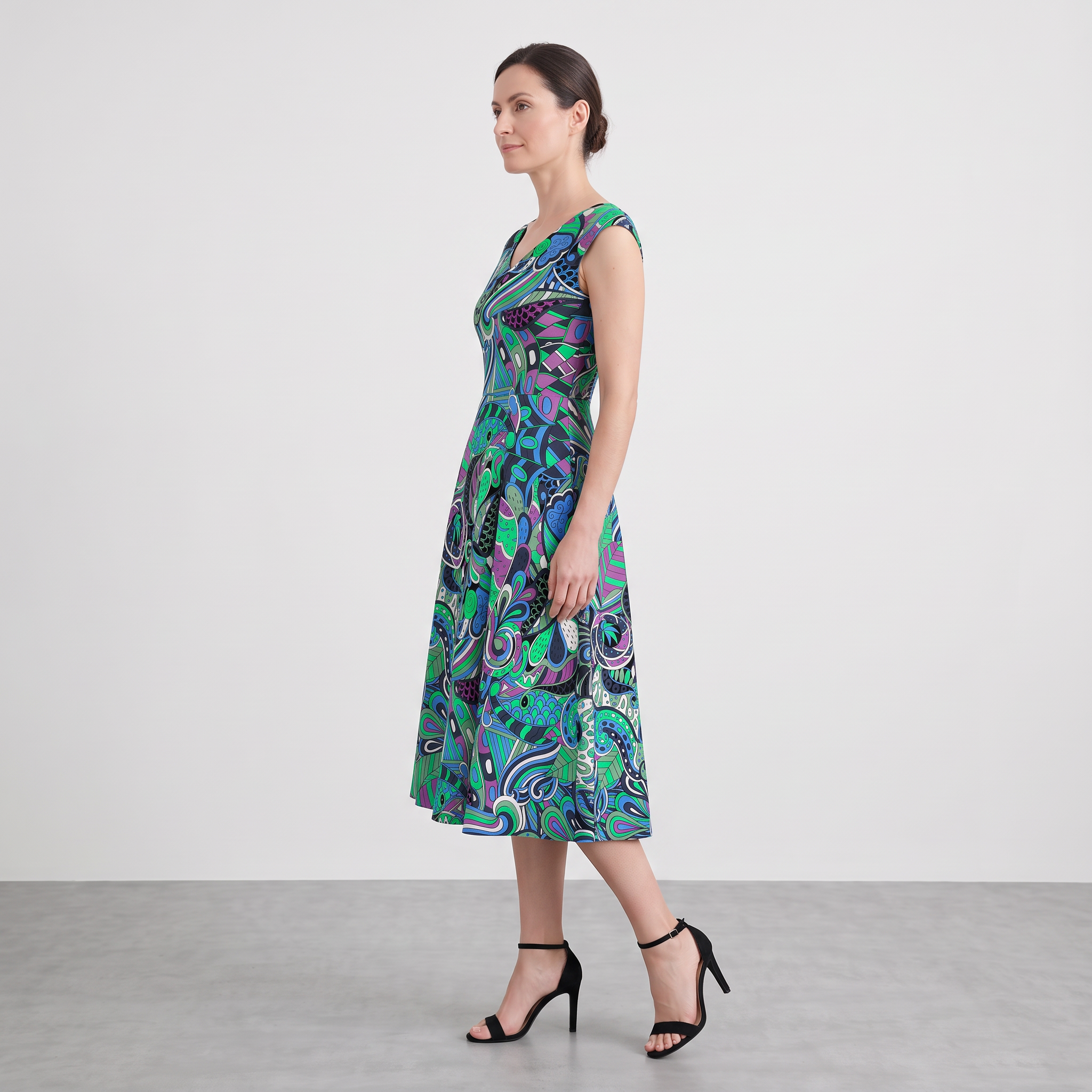 Nela Fit-and-Flare Midi Dress