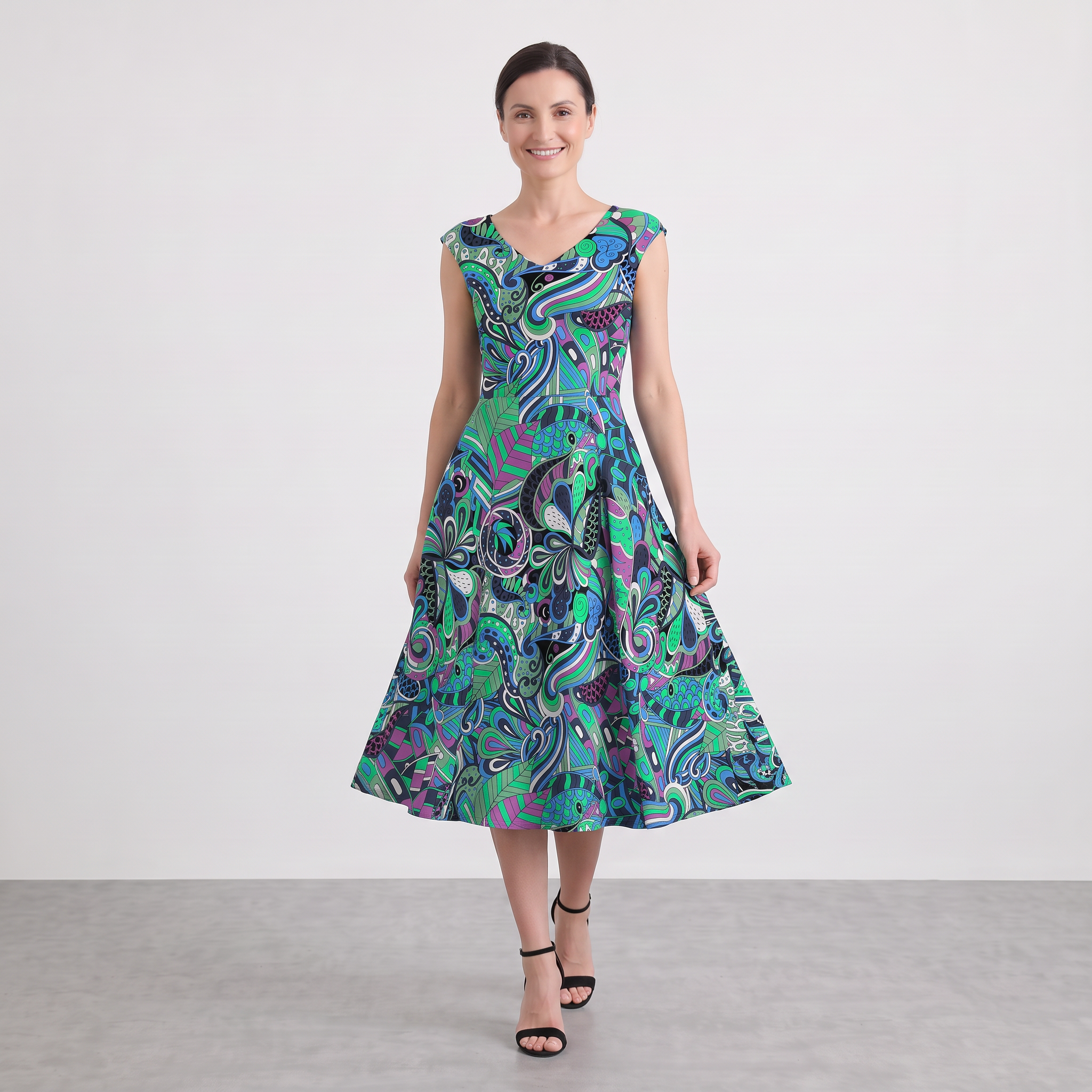 Nela Fit-and-Flare Midi Dress