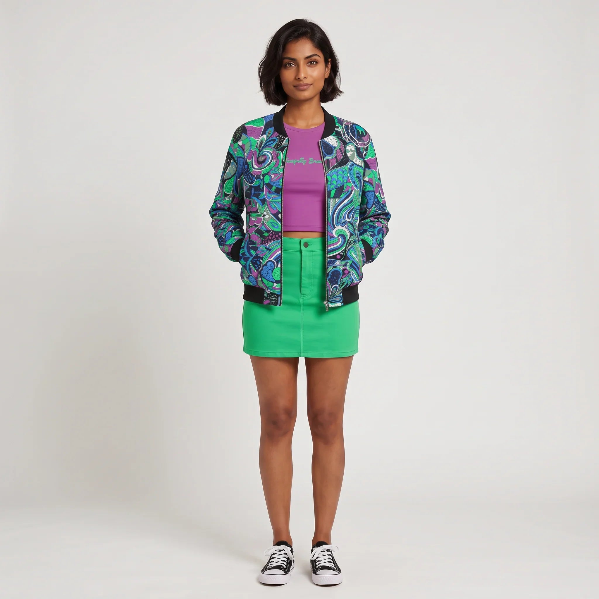 Nela Flexe Denim Bomber Jacket