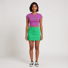 Nela Green Flexe Denim Mini Skirt