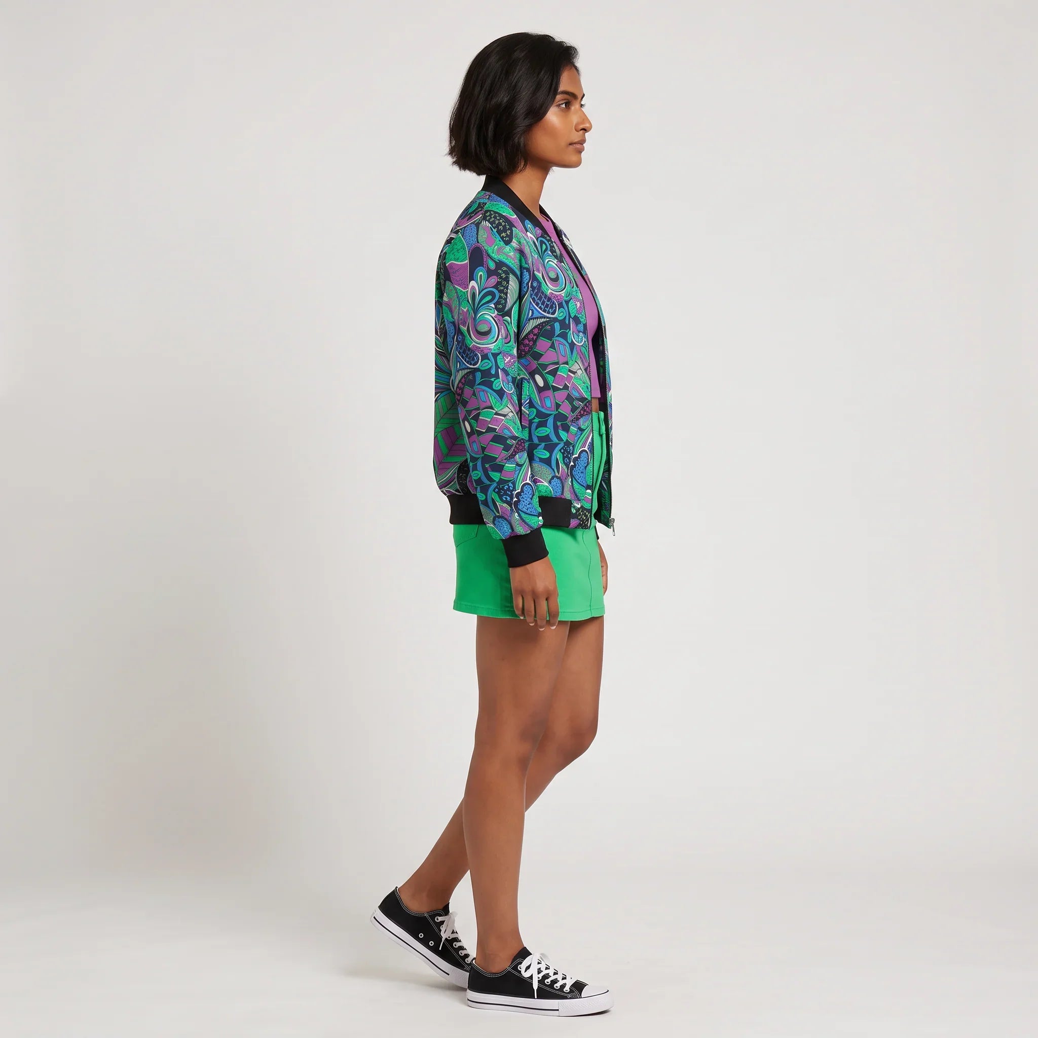 Nela Flexe Denim Bomber Jacket