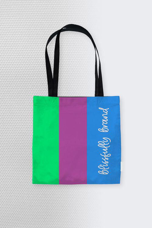 Nela Color Block Wide Stripe Large Canvas Tote Bag Green Violet Blue Carry All Everyday Bold Vibrant Blissfully Brand