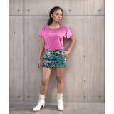 Psychedelic Retro Geometric Pattern colorful stretch denim mini skirt