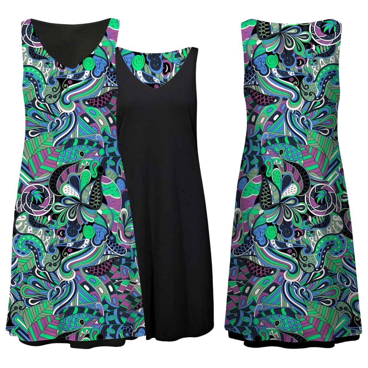 Nela V-neck Sleeveless Reversible Dress - Blissfully Brand