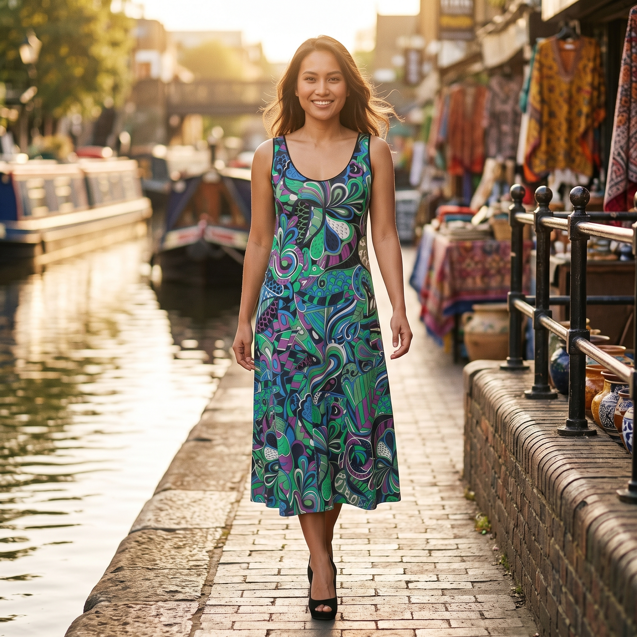Nela Midi Crepe Tank Dress