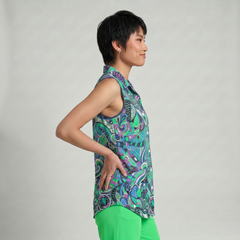 Nela Sleeveless Button-Down Collared Shirt
