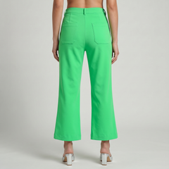 Nela Green High Waist Flare Cropped Pants