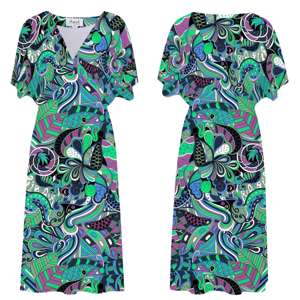 Nela Draped V-neck Midi Dress - Blissfully Brand