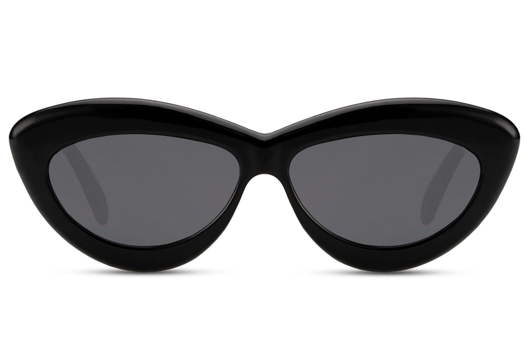Nippy Black Sly Cat Eye Sunglasses - Blissfully Brand Sleek Mod Retro Thick Women's