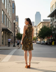 Ondas Halter Flare Dress