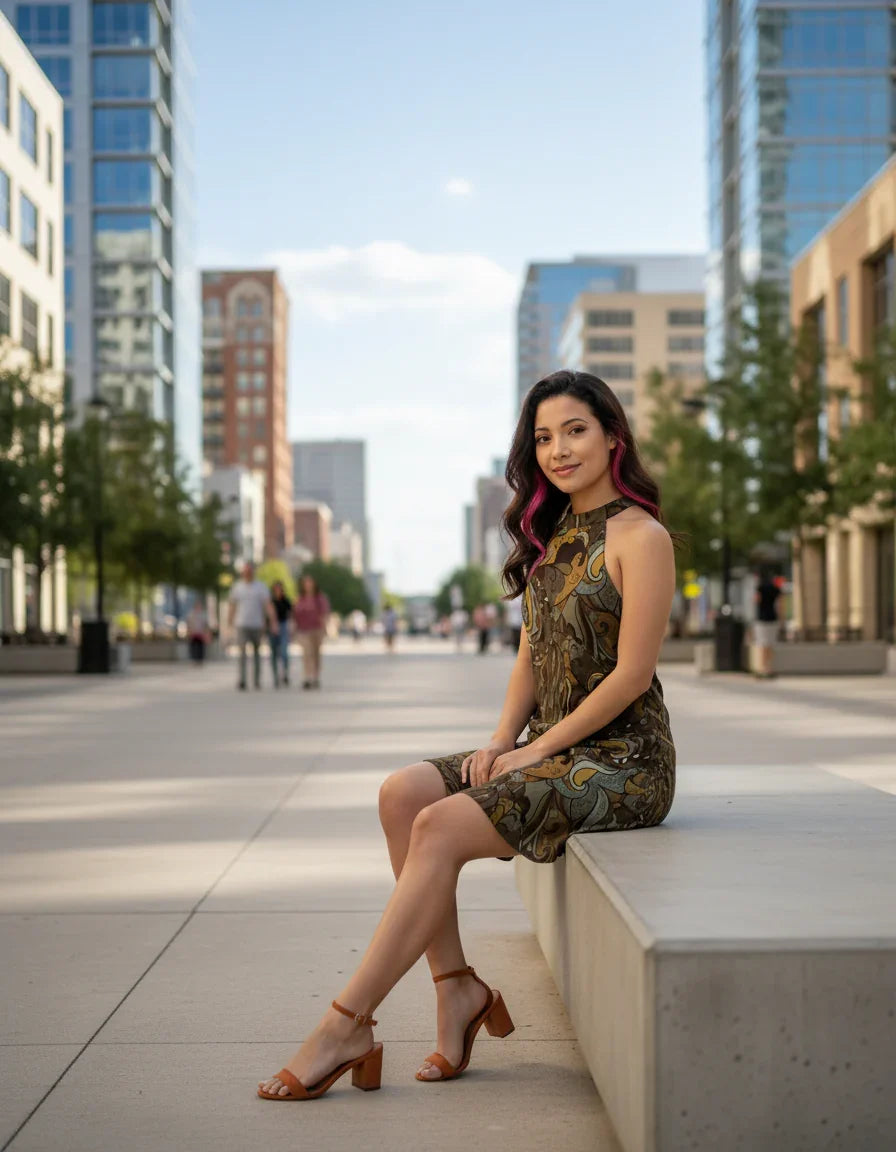 Ondas Halter Flare Dress