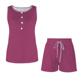 Pena Red Sleeveless Top & Solid Drawstring Shorts Set