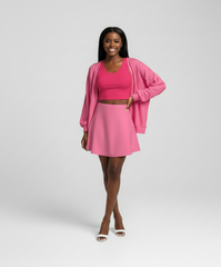 Perl Color Series Pink Relaxed Open Front Cardigan