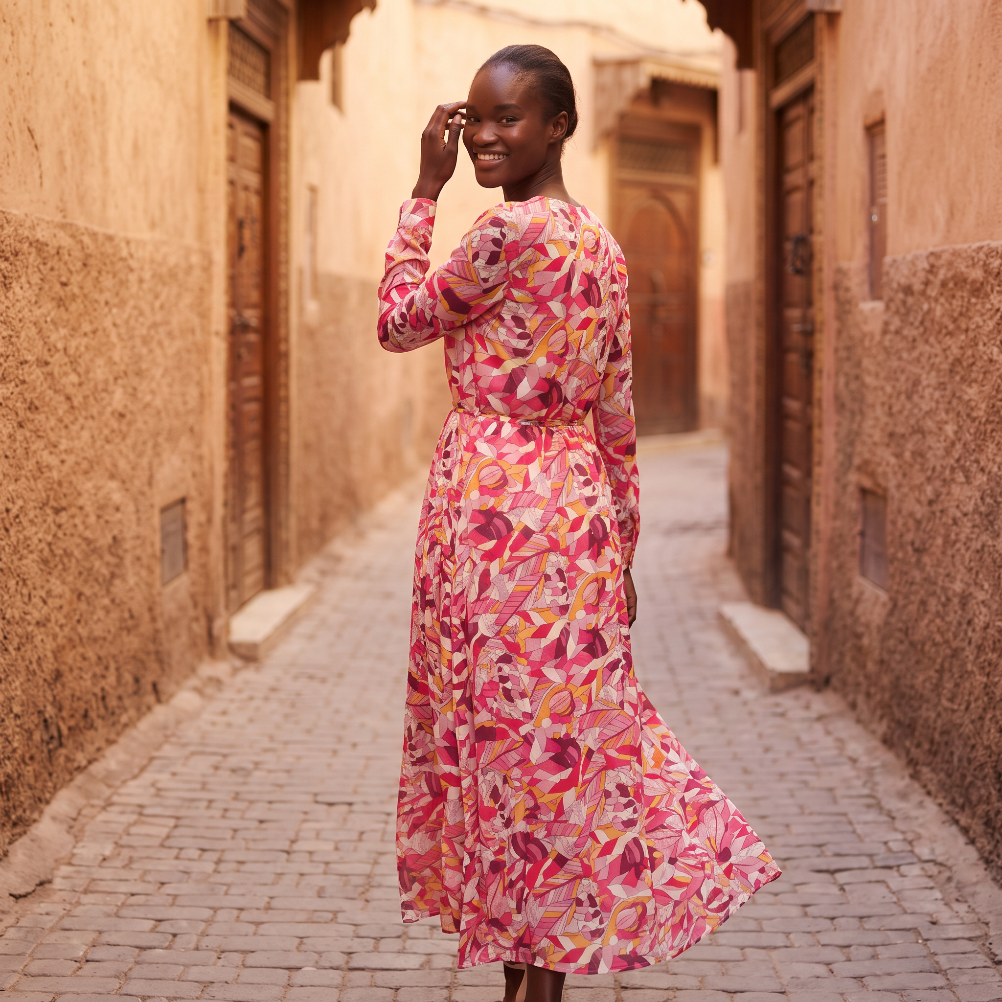 Perl Long Sleeve V-neck Maxi Dress