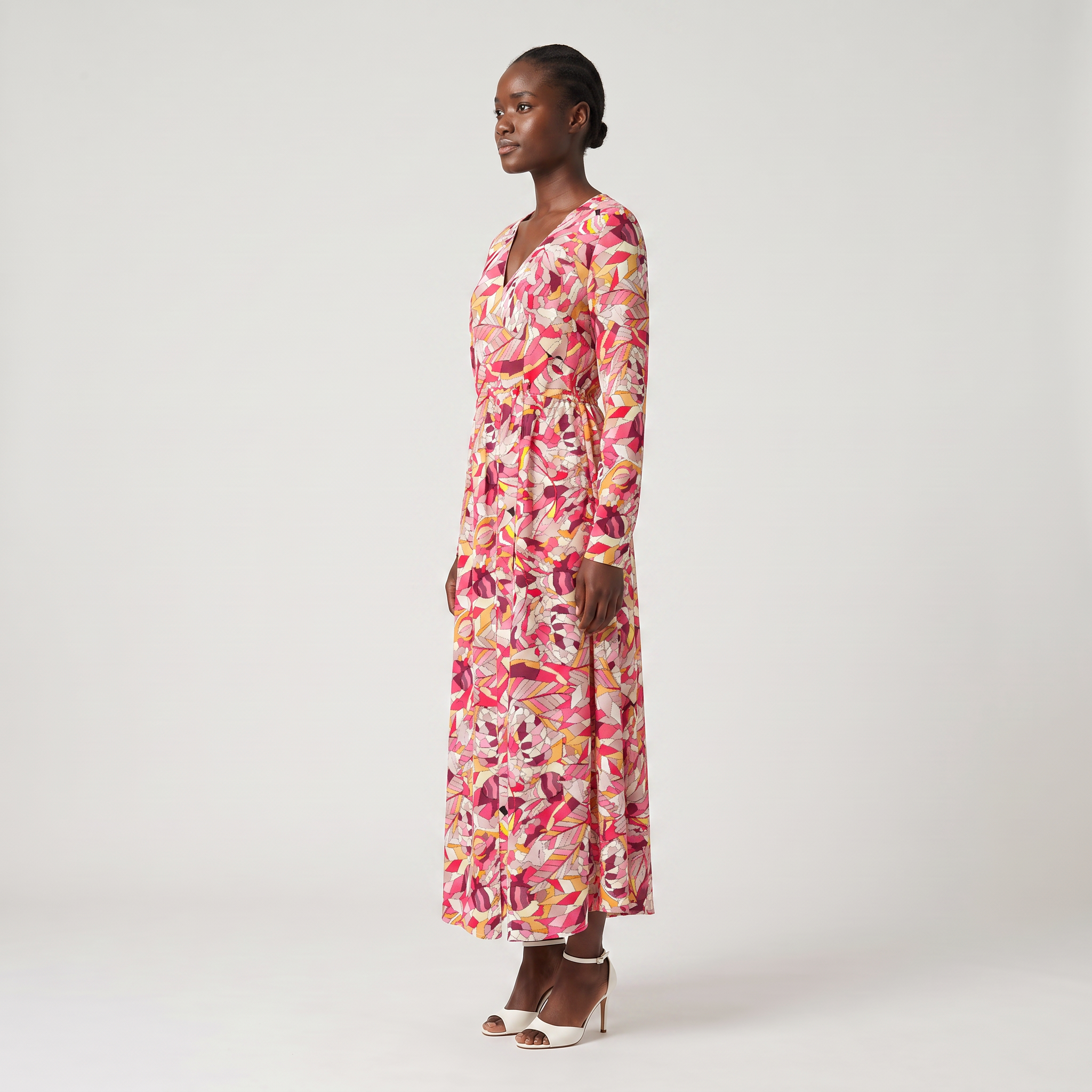 Perl Long Sleeve V-neck Maxi Dress
