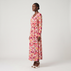 Perl Long Sleeve V-neck Maxi Dress
