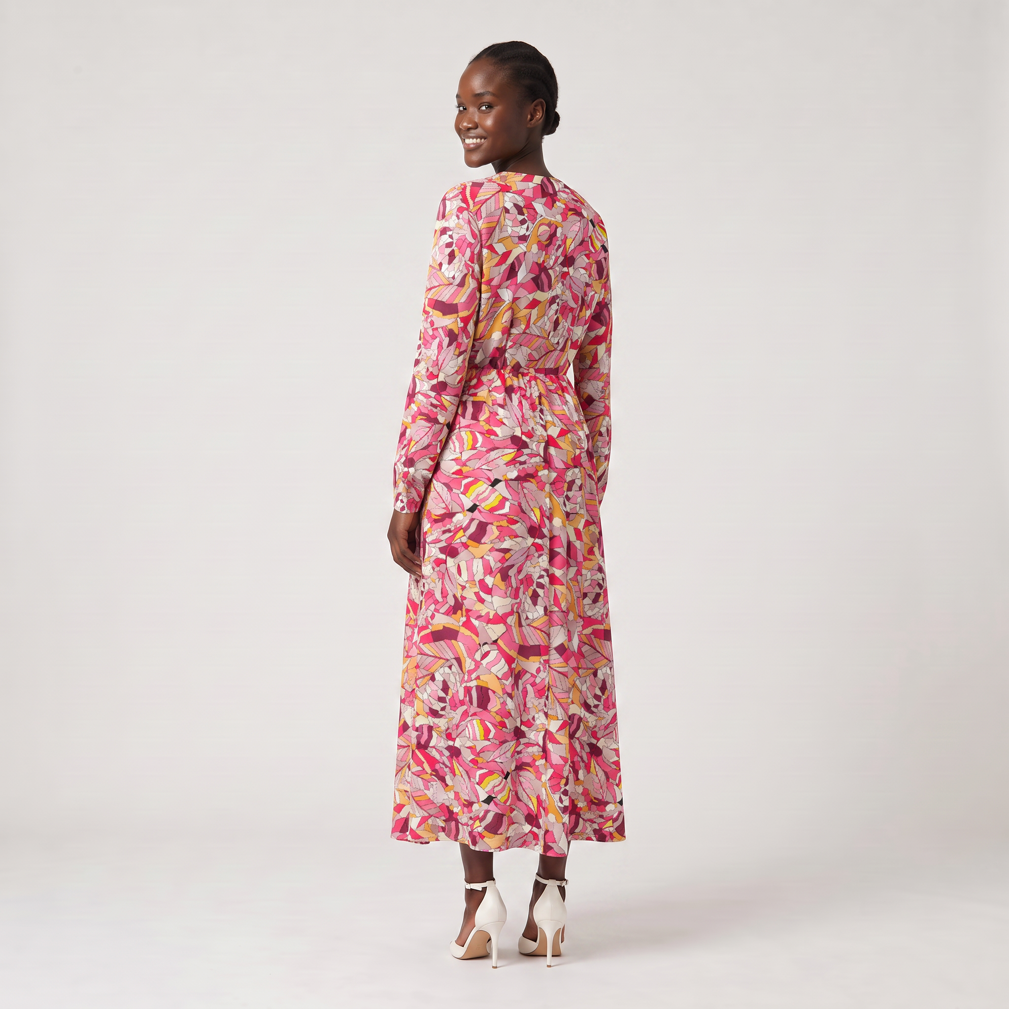 Perl Long Sleeve V-neck Maxi Dress