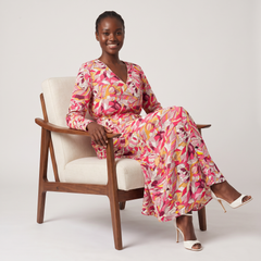 Perl Long Sleeve V-neck Maxi Dress