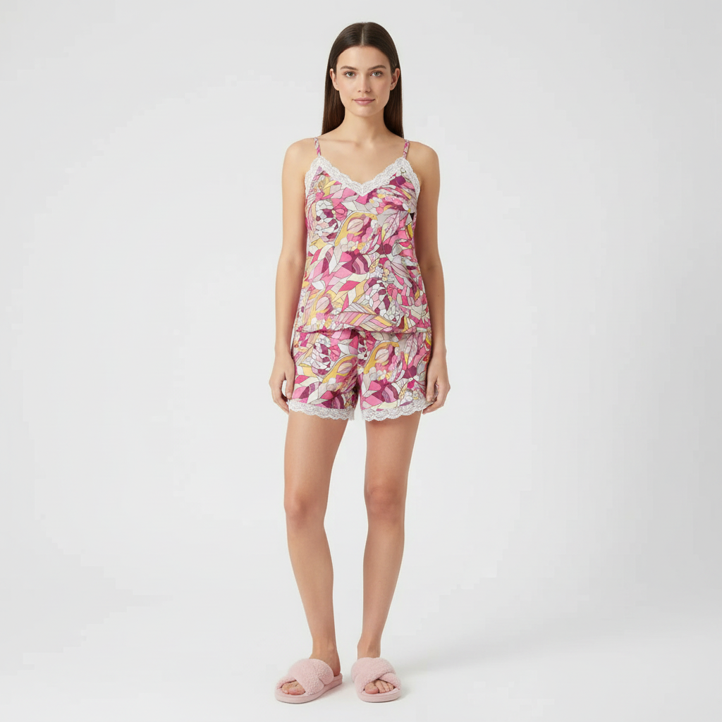 Perl Cami Lace Trim 2 Piece Lounge Wear Set