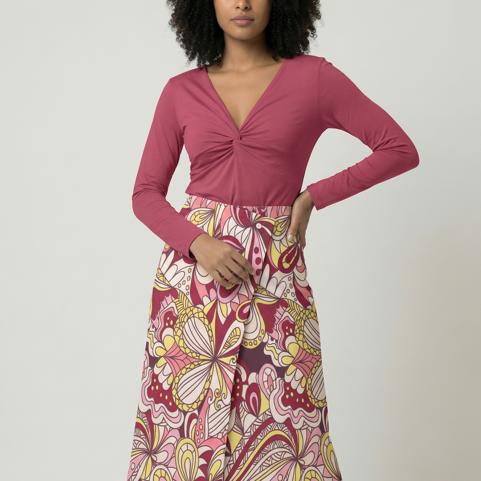 Piki Button A-Line Midi Skirt