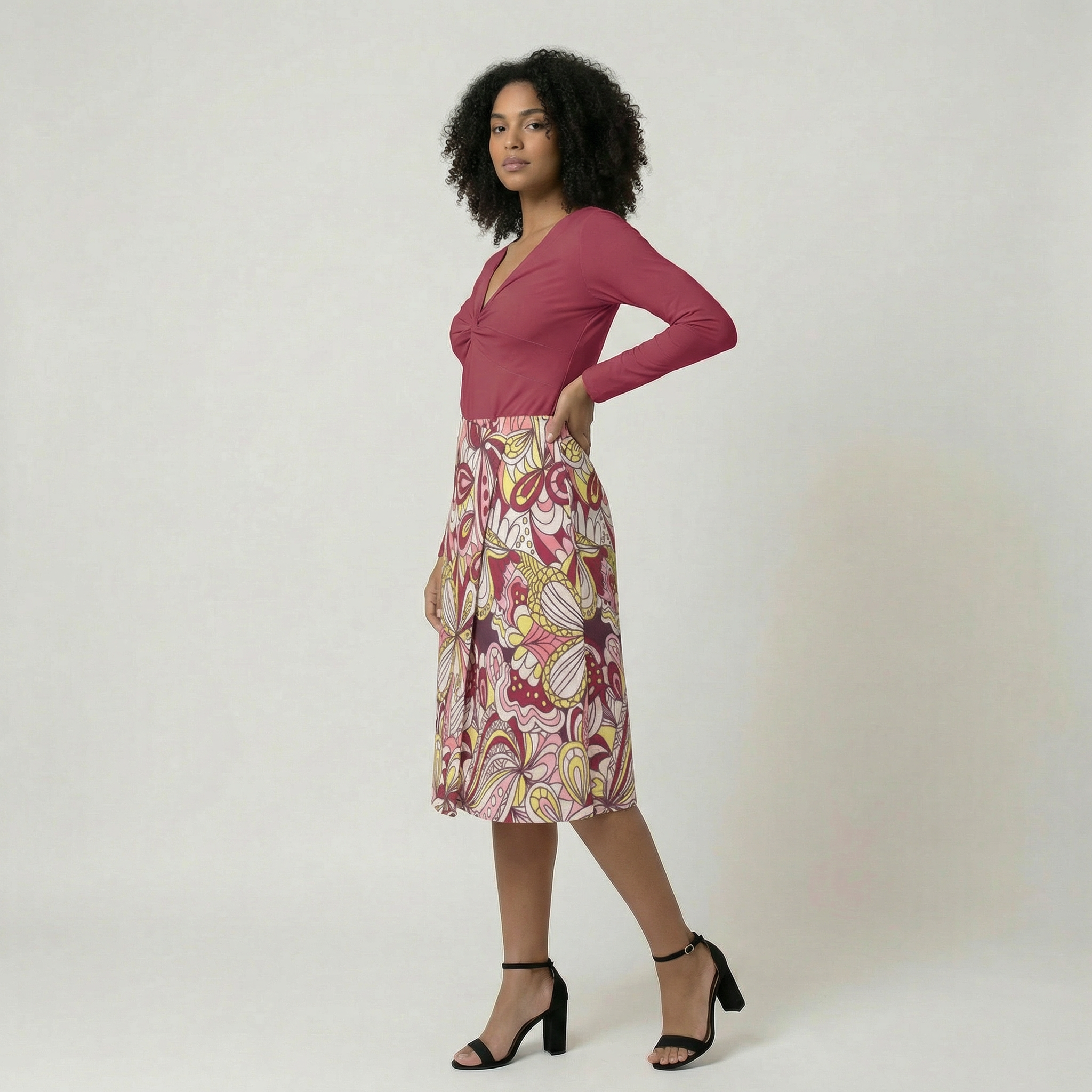 Piki Button A-Line Midi Skirt